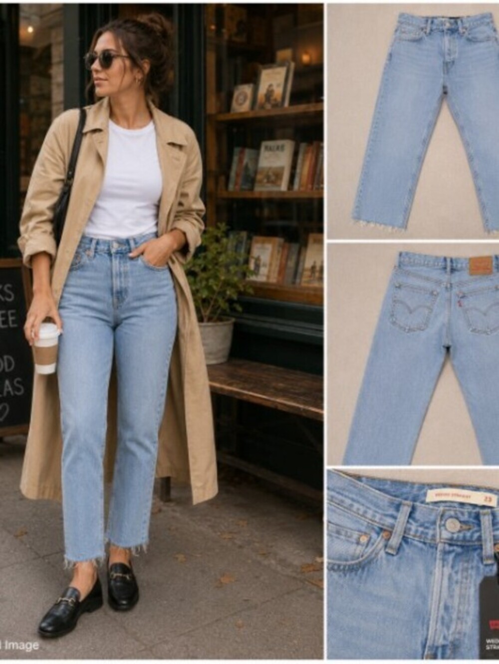Levi’s Wedgie Straight Jeans Women’s 23 Light Wash High Rise Raw Hem NWT